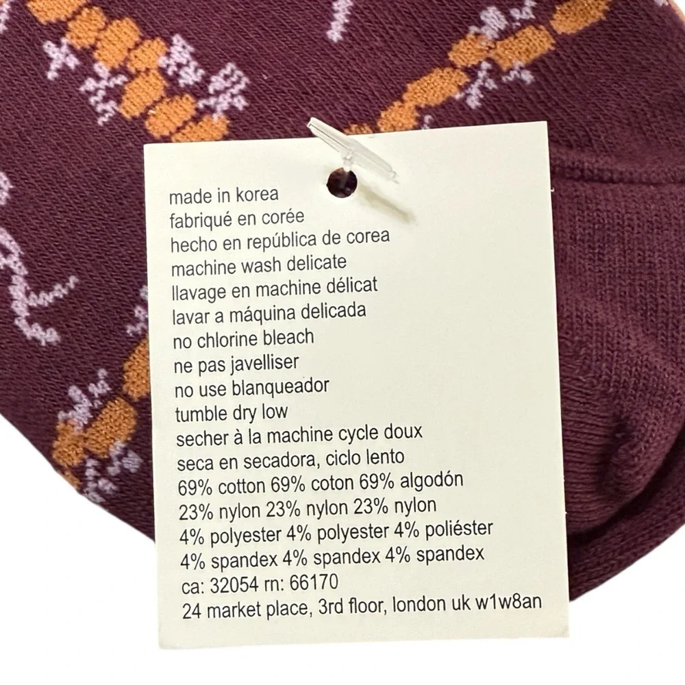 Free People Bow Grid Crew Socks – Plum & Orange